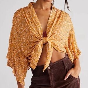 Free People! Calisto Bed Jacket Top In Honey NWT!